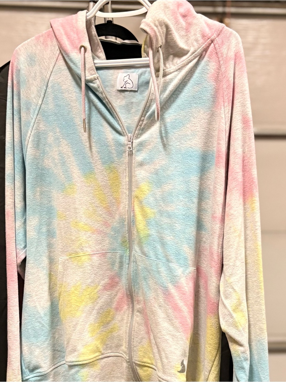 Tie-Dye Zip Hoodie Sweatshirt - Pastel Blue/Pink/Yellow